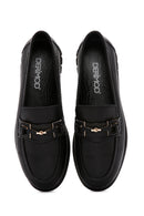 Women's Black Buckled Leather Comfort Loafer | Derimod Women's Black Buckled Leather Comfort Loafer | Derimod