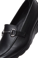 Kadın Siyah Deri Dolgu Topuklu Loafer | Derimod Kadın Siyah Deri Dolgu Topuklu Loafer | Derimod
