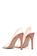 Women's Powder Transparent Heeled Sandals | Derimod Women's Powder Transparent Heeled Sandals | Derimod