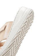 Women's Beige Leather Comfort Slippers | Derimod Women's Beige Leather Comfort Slippers | Derimod