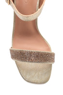 Women's Gold Stone Heeled Sandals | Derimod Women's Gold Stone Heeled Sandals | Derimod