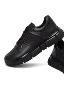 Erkek Siyah Bağcıklı Kalın Tabanlı Deri Sneaker | Derimod Erkek Siyah Bağcıklı Kalın Tabanlı Deri Sneaker | Derimod