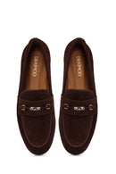 Woman Brown Buckled Suede Masculine Loafer | Derimod Woman Brown Buckled Suede Masculine Loafer | Derimod