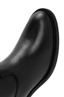 Women's Black Heeled Leather Cowboy Boots | Derimod Women's Black Heeled Leather Cowboy Boots | Derimod