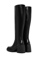 Women's Black Thick Heeled Zippered Casual Leather Boots | Derimod Women's Black Thick Heeled Zippered Casual Leather Boots | Derimod