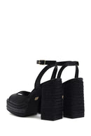 Women's Black Ankle Buckle Platform High Thick Heel Sandals | Derimod Women's Black Ankle Buckle Platform High Thick Heel Sandals | Derimod