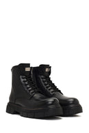 Men's Black Zippered Thick-Soled Leather Boots | Derimod Men's Black Zippered Thick-Soled Leather Boots | Derimod