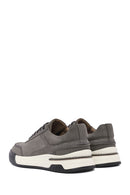Male Gray Lace-up Nubuck Leather Sneaker | Derimod Male Gray Lace-up Nubuck Leather Sneaker | Derimod