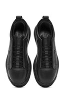 Erkek Siyah Bağcıklı Deri Sneaker | Derimod Erkek Siyah Bağcıklı Deri Sneaker | Derimod