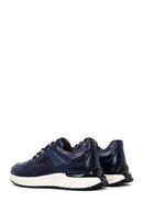 Men's Navy Blue Lace-Up Thick-Soled Leather Casual Sneakers | Derimod Men's Navy Blue Lace-Up Thick-Soled Leather Casual Sneakers | Derimod