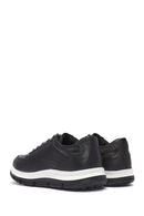 Men's Black Lace-up Thick-Sole Leather Casual Sneaker | Derimod Men's Black Lace-up Thick-Sole Leather Casual Sneaker | Derimod