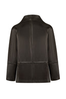 Florida-X Woman Black A-Line Leather Jacket | Derimod Florida-X Woman Black A-Line Leather Jacket | Derimod