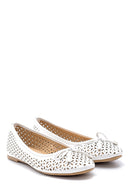 Women's White Bow Ballerina Ballet | Derimod Women's White Bow Ballerina Ballet | Derimod