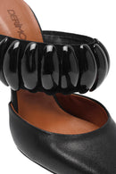 Women's Black Thin Heeled Leather Slippers | Derimod Women's Black Thin Heeled Leather Slippers | Derimod