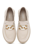 Women's Beige Buckle Detailed Leather Masculine Loafer | Derimod Women's Beige Buckle Detailed Leather Masculine Loafer | Derimod