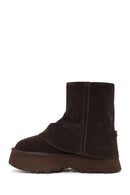 Woman Brown Thick-Soled Suede Teddy Boots | Derimod Woman Brown Thick-Soled Suede Teddy Boots | Derimod