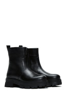 Women's Black Zippered Thick-Sole Leather Boots | Derimod Women's Black Zippered Thick-Sole Leather Boots | Derimod