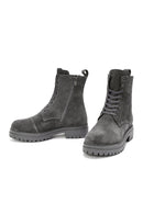 Women's Gray Suede Leather Boots | Derimod Women's Gray Suede Leather Boots | Derimod
