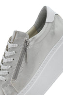 Kadın Gümüş Kalın Tabanlı Yandan Fermuarlı Deri Sneaker | Derimod Kadın Gümüş Kalın Tabanlı Yandan Fermuarlı Deri Sneaker | Derimod