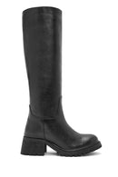 Women's Black Thick Heel Leather Boots | Derimod Women's Black Thick Heel Leather Boots | Derimod