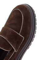 Women's Brown Thick Sole Suede Leather Masculine Loafer | Derimod Women's Brown Thick Sole Suede Leather Masculine Loafer | Derimod