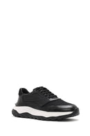 Erkek Siyah Bağcıklı Kalın Tabanlı Deri Sneaker | Derimod Erkek Siyah Bağcıklı Kalın Tabanlı Deri Sneaker | Derimod