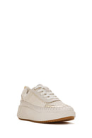Women's Beige Lace-Up Thick-Sole Knitted Sneakers | Derimod Women's Beige Lace-Up Thick-Sole Knitted Sneakers | Derimod