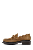 Woman Tan Buckled Suede Leather Masculine Loafer | Derimod Woman Tan Buckled Suede Leather Masculine Loafer | Derimod