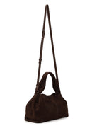 Woman Dark Mink Long Strap Suede Shoulder Bag | Derimod Woman Dark Mink Long Strap Suede Shoulder Bag | Derimod