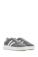 Women's Grey Lace-Up Chunky Sole Suede Leather Sneakers | Derimod Women's Grey Lace-Up Chunky Sole Suede Leather Sneakers | Derimod