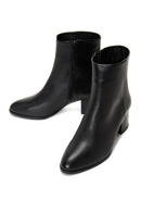 Women's Black Leather Zippered Classic Heeled Boots | Derimod Women's Black Leather Zippered Classic Heeled Boots | Derimod