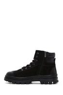 Men's Black Nubuck Leather Zippered Boots | Derimod Men's Black Nubuck Leather Zippered Boots | Derimod