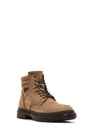 Men's Mink Lace-up Nubuck Leather Boot | Derimod Men's Mink Lace-up Nubuck Leather Boot | Derimod