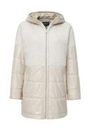 Atlanta Women's Beige Hooded Teddy Leather Jacket | Derimod Atlanta Women's Beige Hooded Teddy Leather Jacket | Derimod