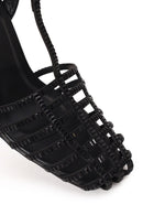 Woman Black Ankle-Buckle Open-Back Stiletto High Heel | Derimod Woman Black Ankle-Buckle Open-Back Stiletto High Heel | Derimod