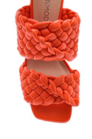Women's Orange Braided Heeled Slippers | Derimod Women's Orange Braided Heeled Slippers | Derimod