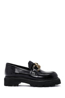 Kadın Siyah Zincir Detaylı Deri Maskülen Loafer | Derimod Kadın Siyah Zincir Detaylı Deri Maskülen Loafer | Derimod