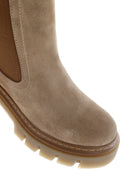 Women's Beige Thick Soled Casual Chelsea Suede Leather Boots | Derimod Women's Beige Thick Soled Casual Chelsea Suede Leather Boots | Derimod