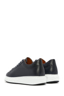 Men's Navy Blue Lace-Up Leather Sneaker | Derimod Men's Navy Blue Lace-Up Leather Sneaker | Derimod