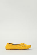 Suede Yellow Women's Leather Loafer | Derimod Suede Yellow Women's Leather Loafer | Derimod