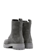 Women's Gray Suede Leather Boots | Derimod Women's Gray Suede Leather Boots | Derimod