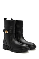 Women's Black Zippered Leather Boots | Derimod Women's Black Zippered Leather Boots | Derimod