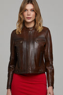 Sara Women's Leather Jacket | Derimod Sara Women's Leather Jacket | Derimod