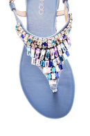 Kadın Mavi Taşlı Parmak Arası Sandalet | Derimod Kadın Mavi Taşlı Parmak Arası Sandalet | Derimod