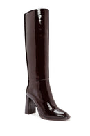 Women's Burgundy Thick Heeled Leather Boots | Derimod Women's Burgundy Thick Heeled Leather Boots | Derimod