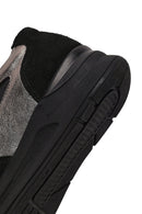Woman Black Lace-up Wedge Heel Leather Sneaker | Derimod Woman Black Lace-up Wedge Heel Leather Sneaker | Derimod