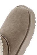 Women's Mink Fur Detailed Thick-Soled Suede Leather Boots | Derimod Women's Mink Fur Detailed Thick-Soled Suede Leather Boots | Derimod