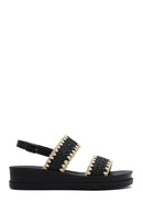 Women's Black Ankle Buckle Thick Soled Straw Sandals | Derimod Women's Black Ankle Buckle Thick Soled Straw Sandals | Derimod