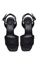 Women's Black Leather Low Heel Sandals | Derimod Women's Black Leather Low Heel Sandals | Derimod