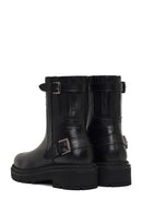 Women's Black Zippered Thick-Soled Leather Boot | Derimod Women's Black Zippered Thick-Soled Leather Boot | Derimod